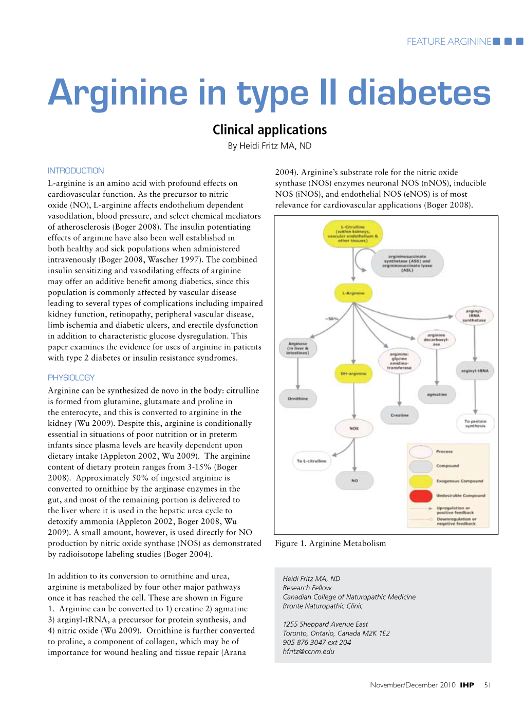 Arginine in Type II Diabetes Clinical Applications by Heidi Fritz MA, ND
