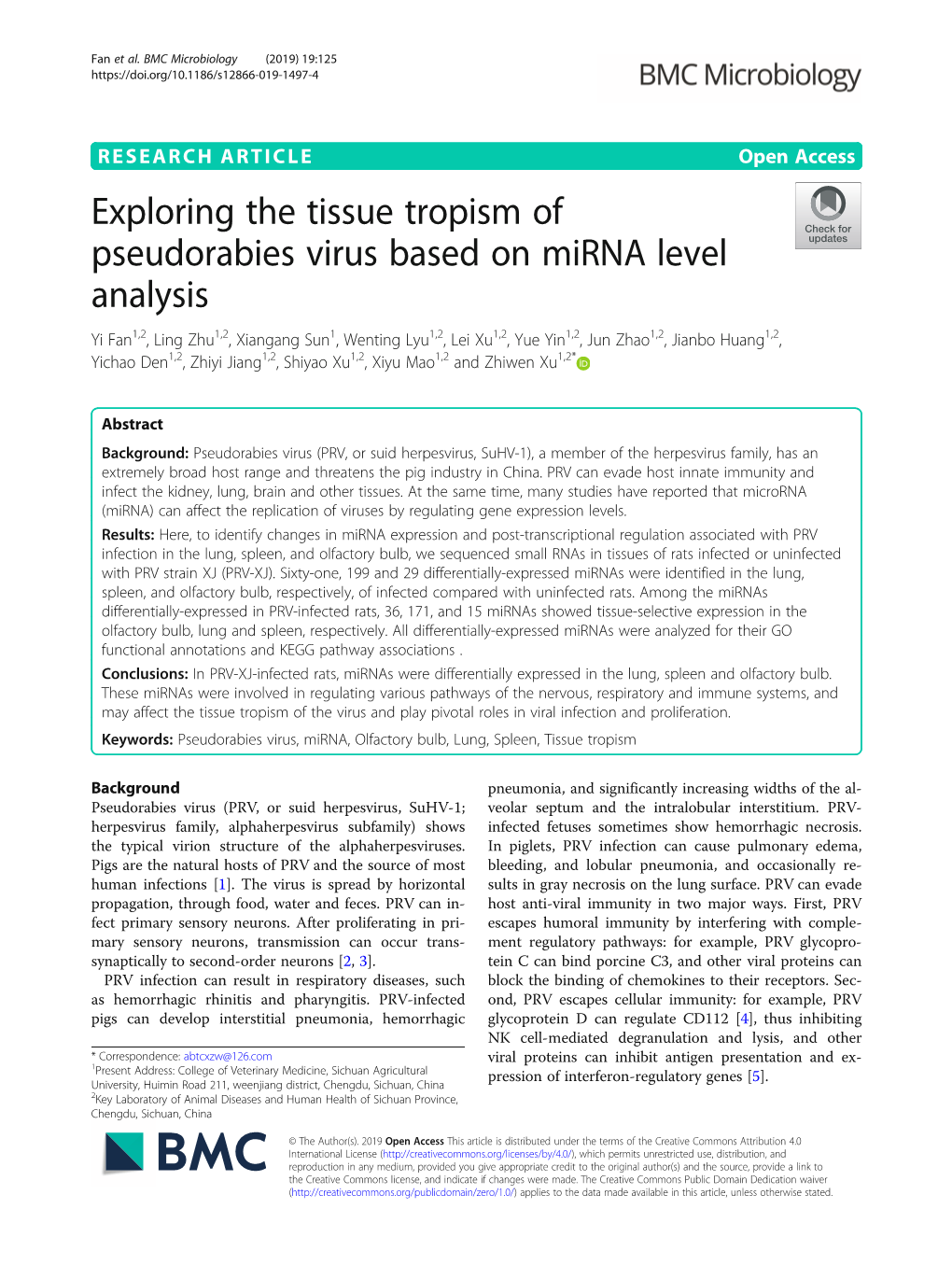 Exploring the Tissue Tropism of Pseudorabies Virus Based On