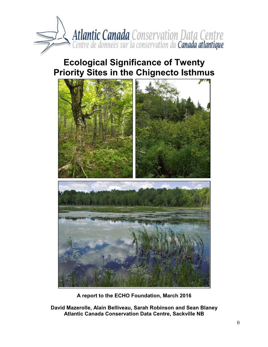 Ecological Significance of Twenty Priority Sites in the Chignecto Isthmus