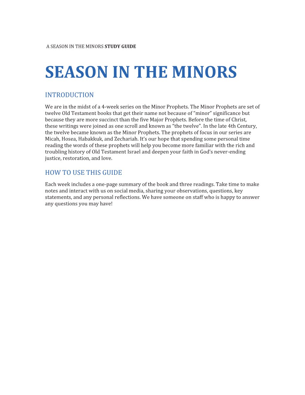 Season in the Minors Study Guide Season in the Minors