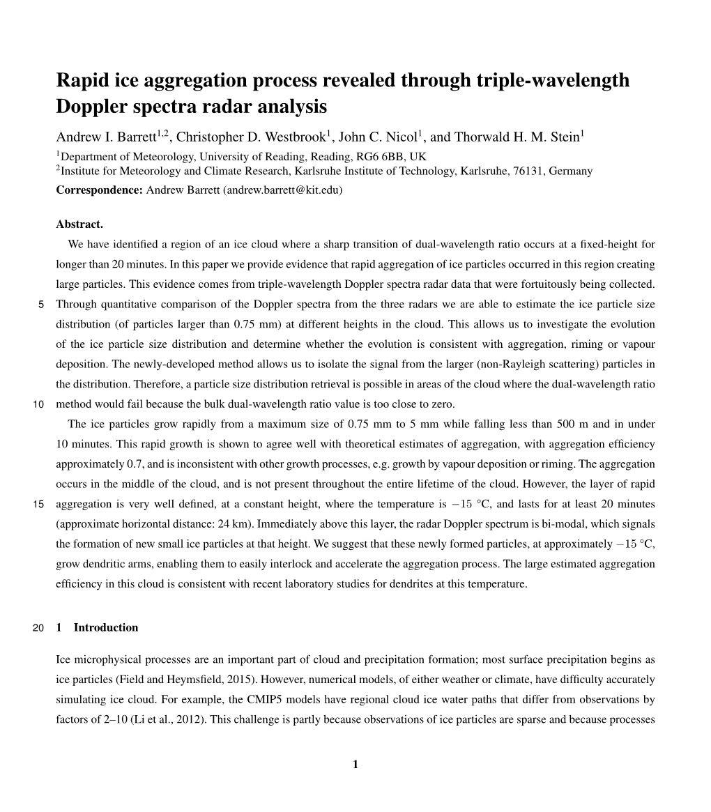 Rapid Ice Aggregation Process Revealed Through Triple-Wavelength Doppler Spectra Radar Analysis Andrew I