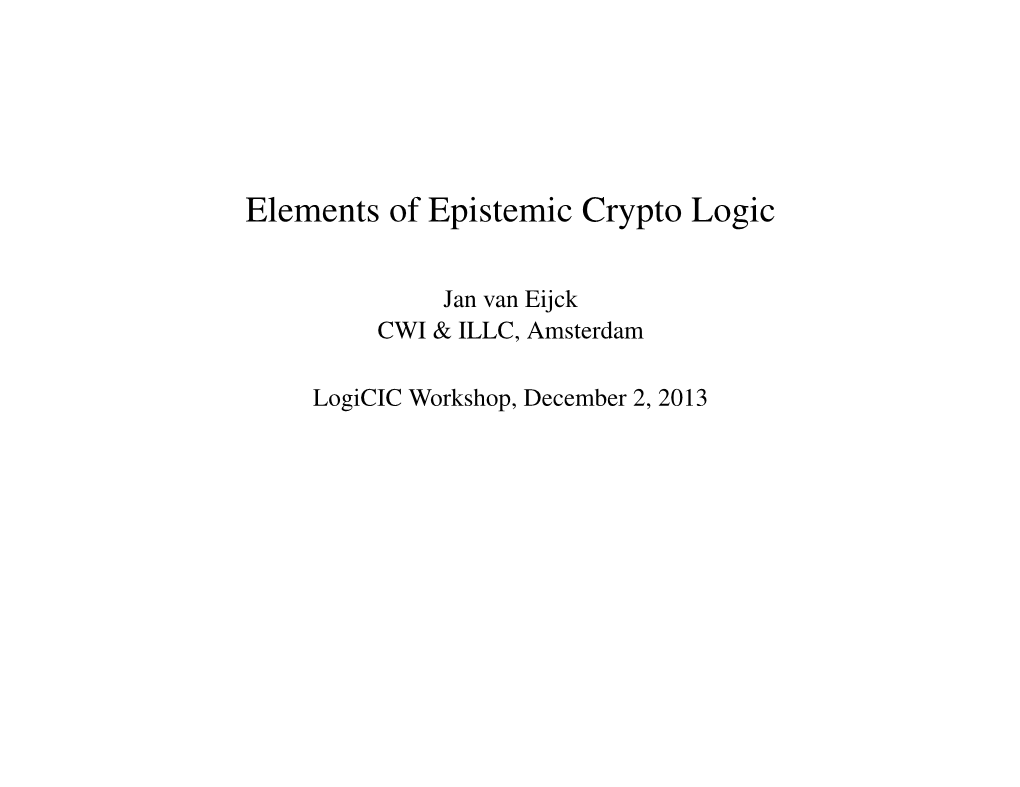 Elements of Epistemic Crypto Logic
