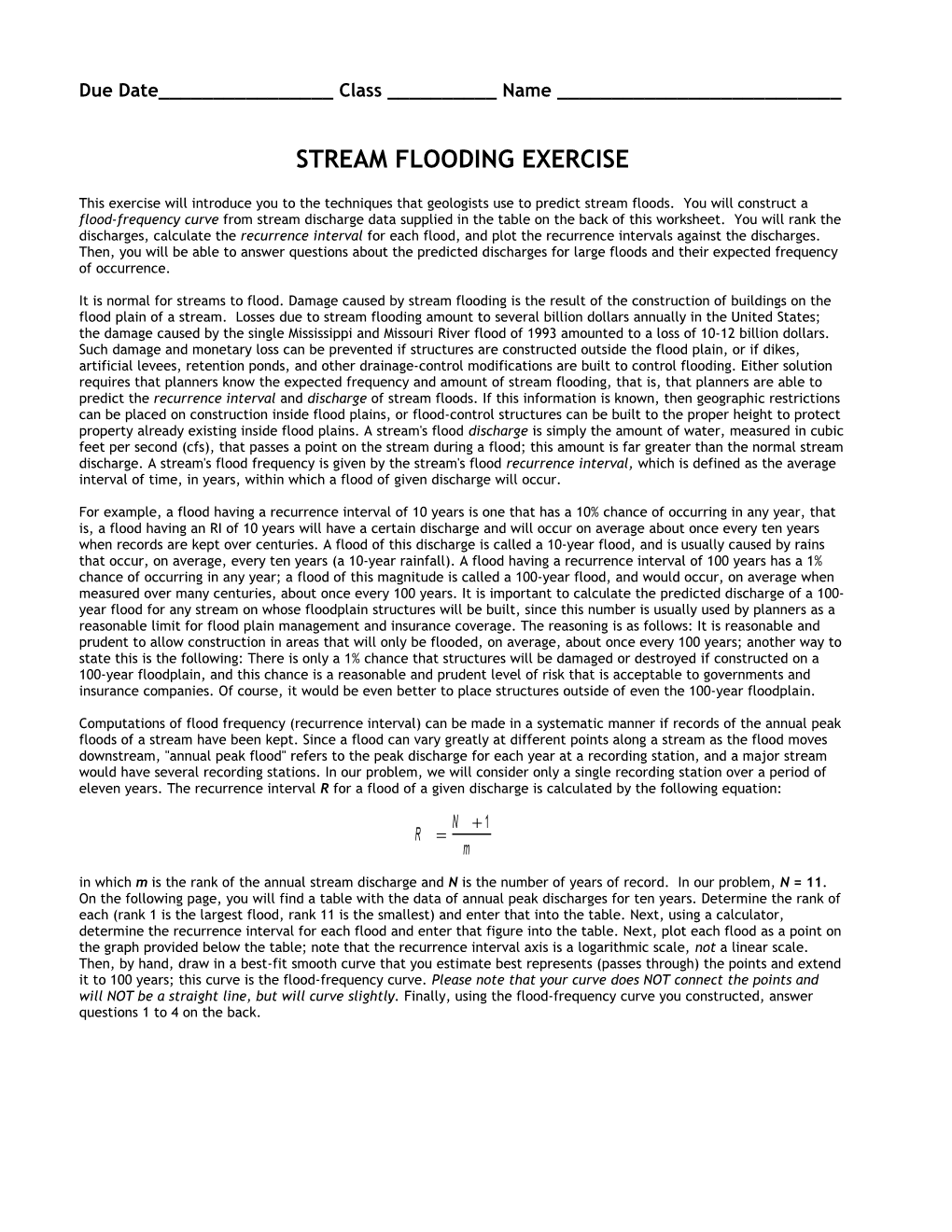 Stream Flooding Exercise