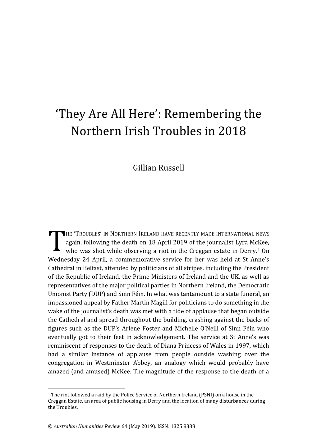 Remembering the Northern Irish Troubles in 2018