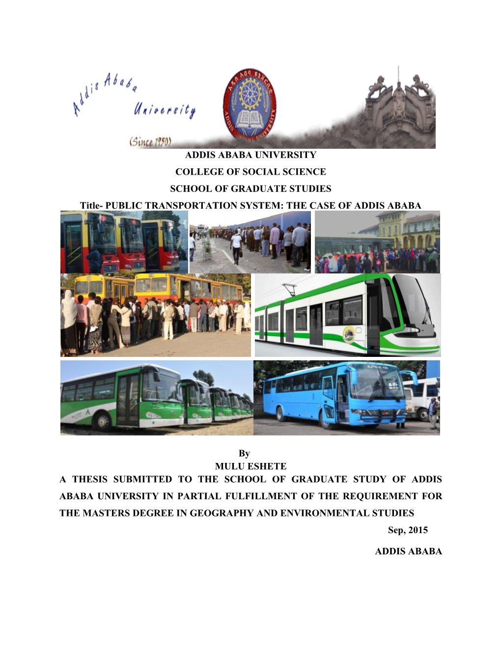 Public Transportation System: the Case of Addis Ababa