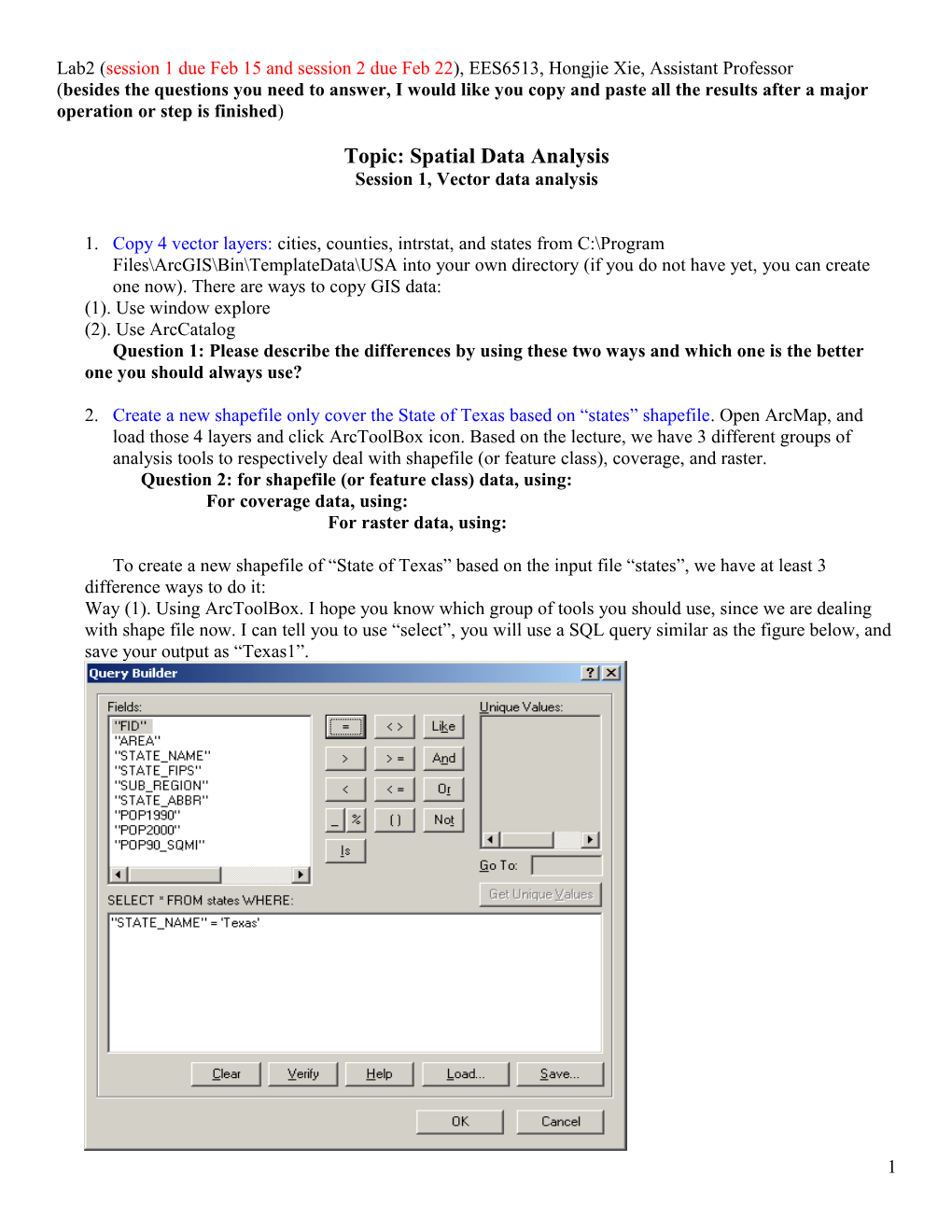 Topic: Spatial Data Analysis