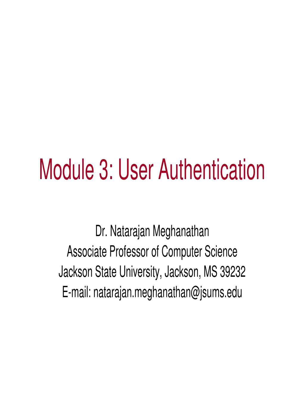 Module 3: User Authentication