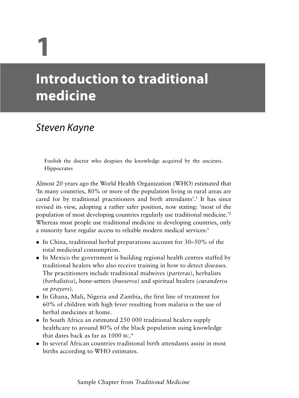 Introduction to Traditional Medicine