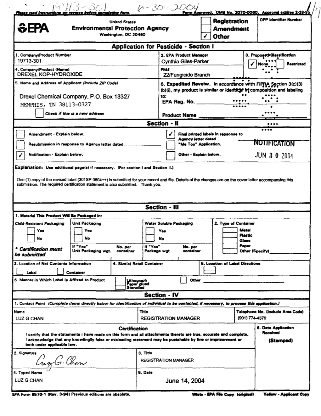 U.S. EPA, Pesticide Product Label, WESLEY COPPER HYDROXIDE