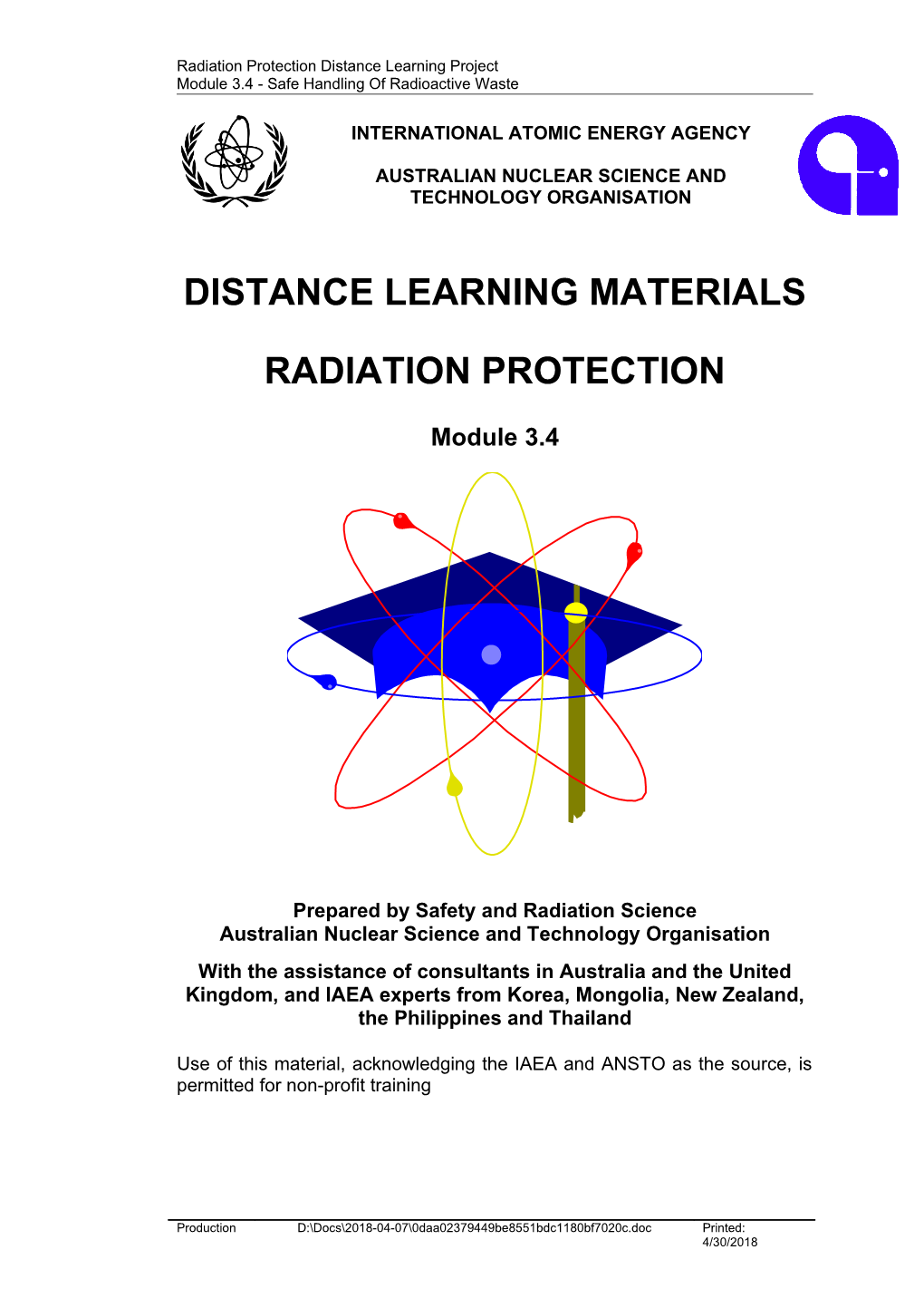 Radiation Protection Distance Learning Project