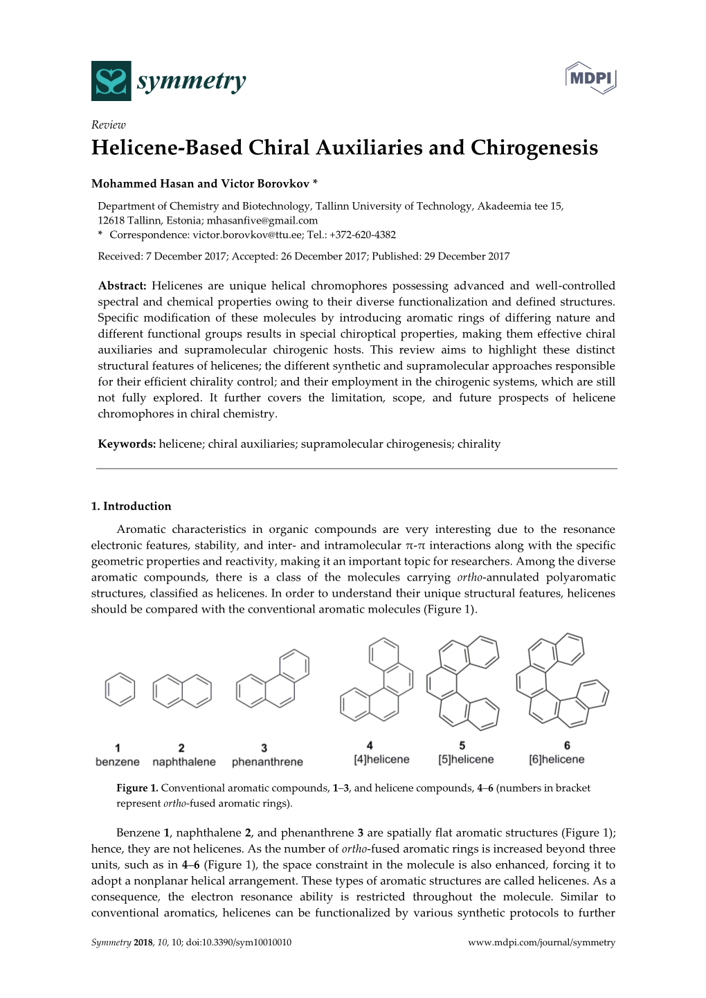 Helicene-Based Chiral Auxiliaries and Chirogenesis