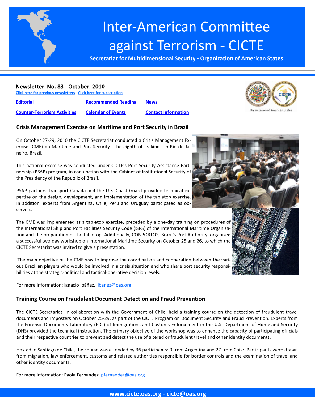 CICTE Secretariat for Multidimensional Security ‐ Organization of American States