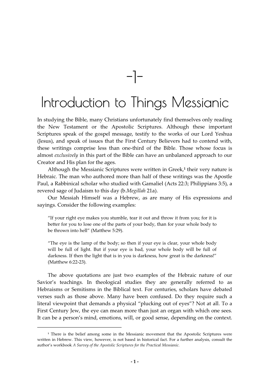 Introduction to Things Messianic