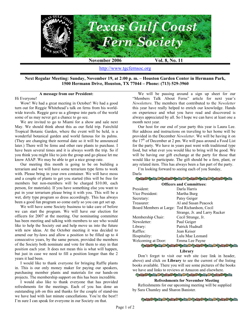 2006 11 TGCFS Newsletter.Pdf