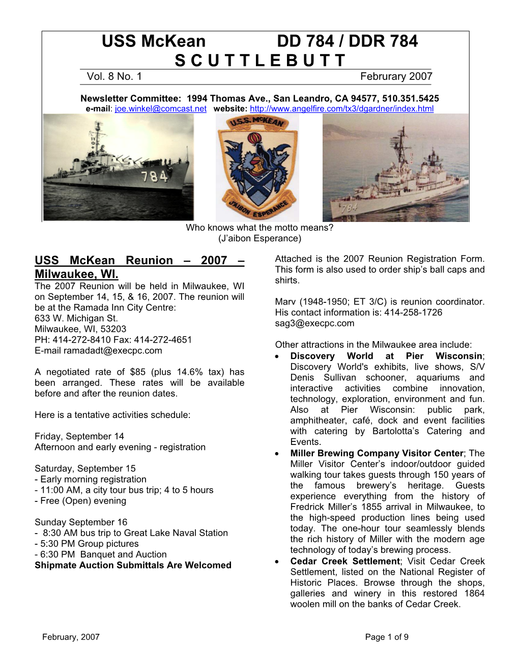 USS Mckean DD 784 / DDR 784 S C U T T L E B U T T Vol