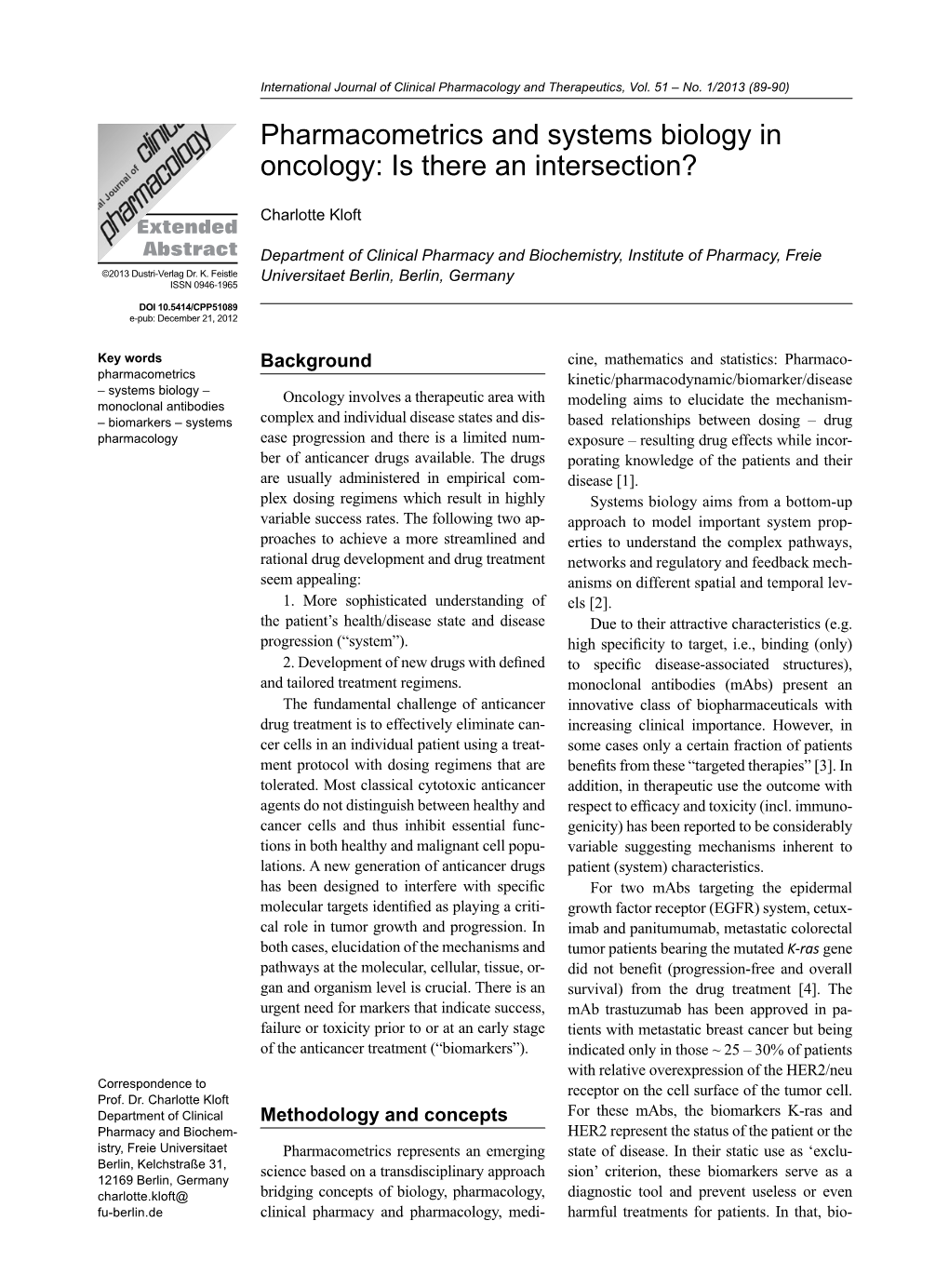 Pharmacometrics and Systems Biology in Oncology: Is There an Intersection?