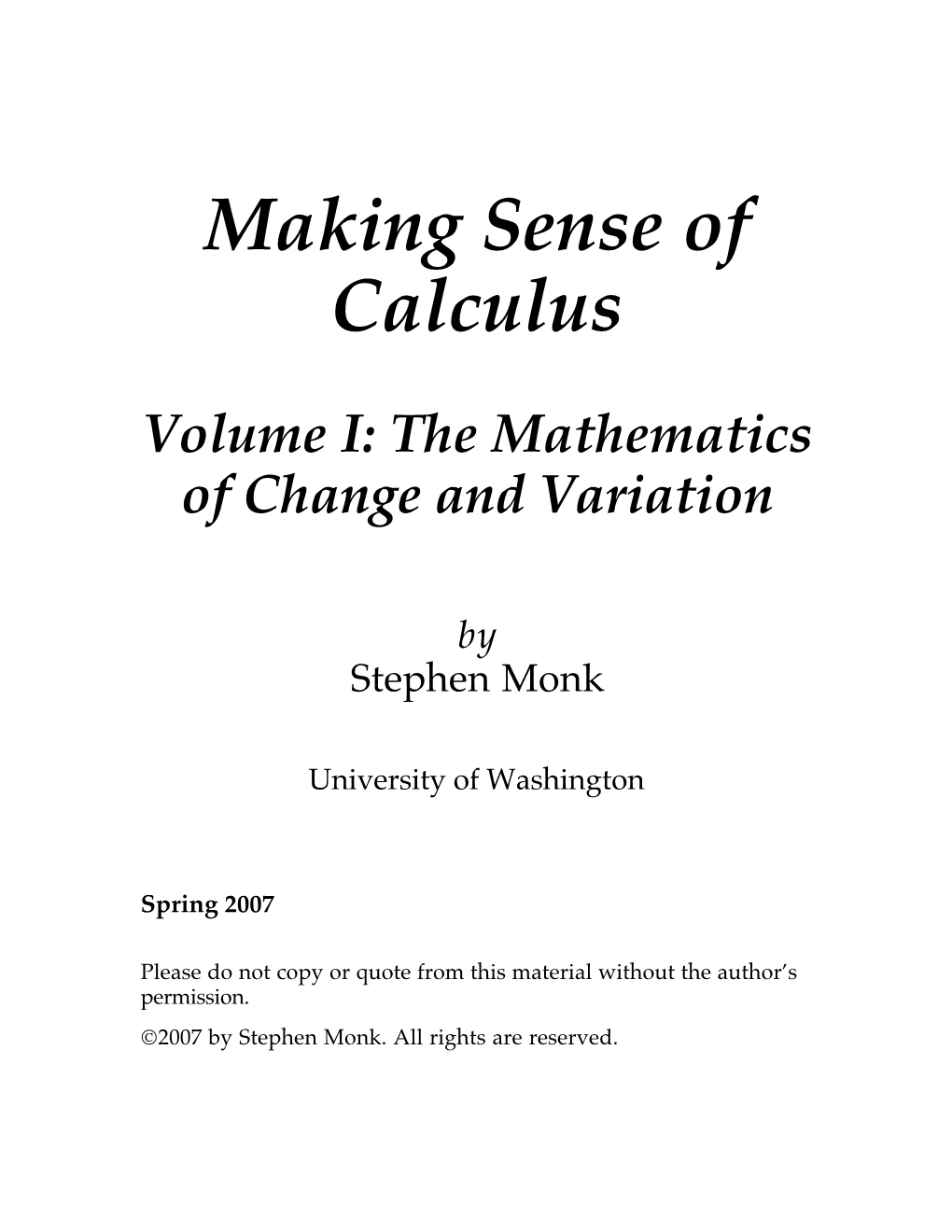 Making Sense of Calculus