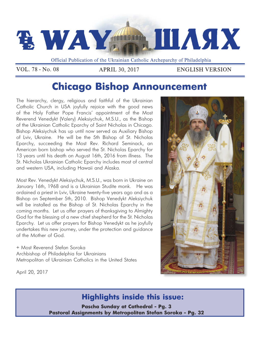 Chicago Bishop Announcement