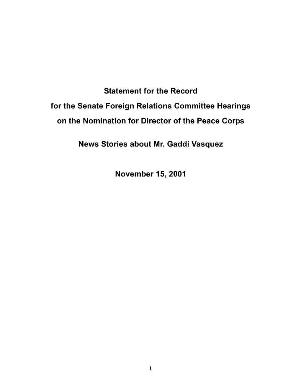 News Stories About Gaddi Vasquez Read Into the Record of The