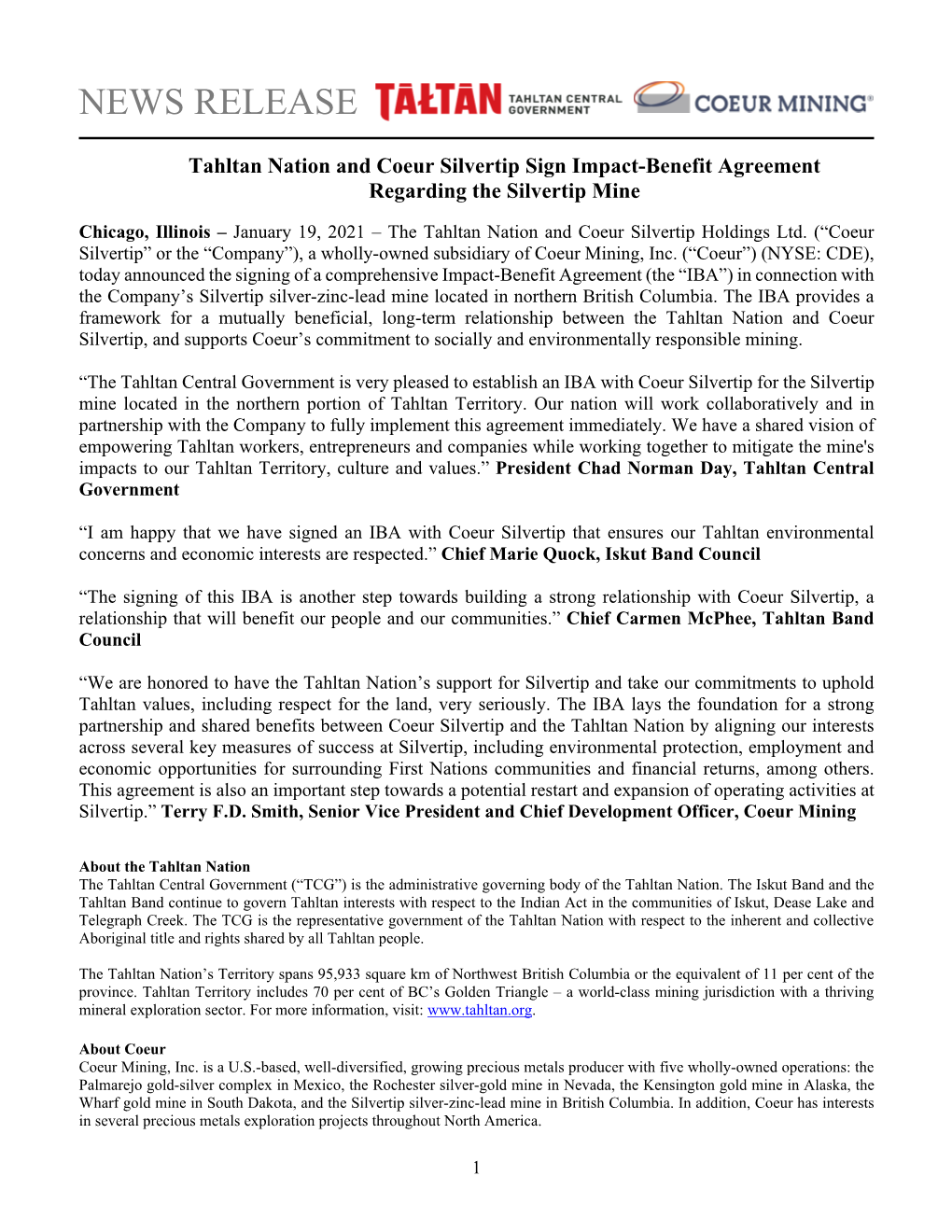 2021-01-19 Tahltan Silvertip IBA Announcement