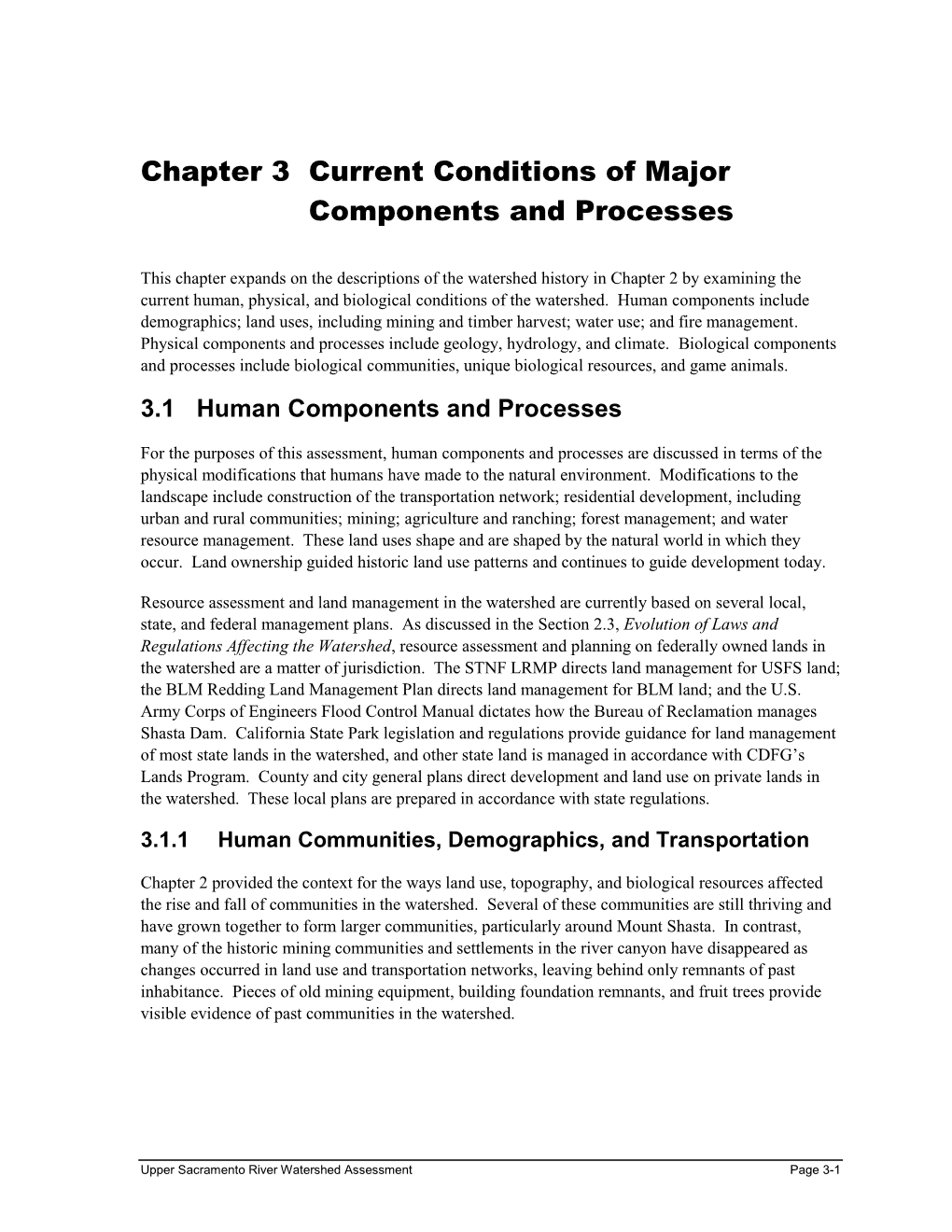 Chapter 3 Current Conditions of Major Components and Processes