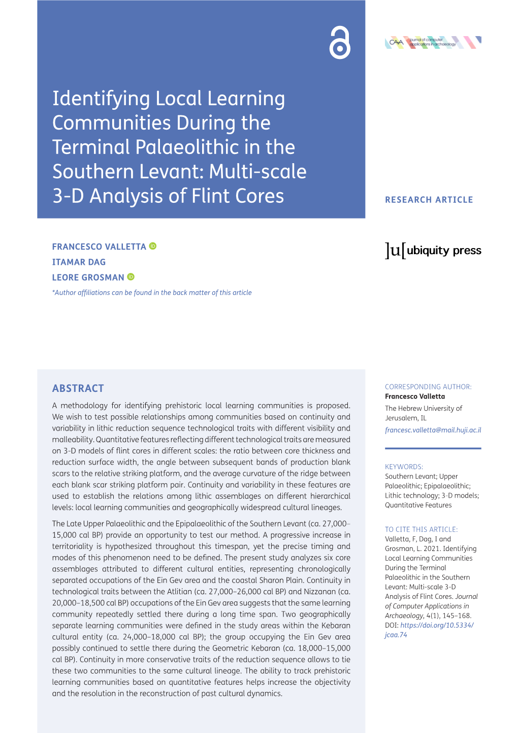 Identifying Local Learning Communities During the Terminal Palaeolithic in the Southern Levant: Multi-Scale