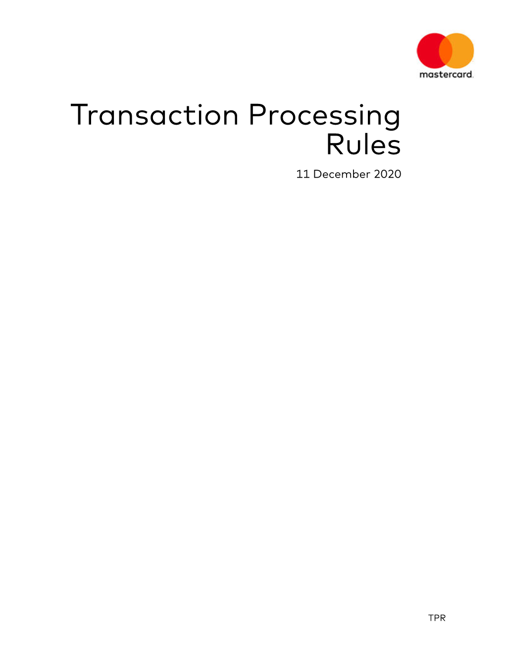 Transaction Processing Rules 11 December 2020