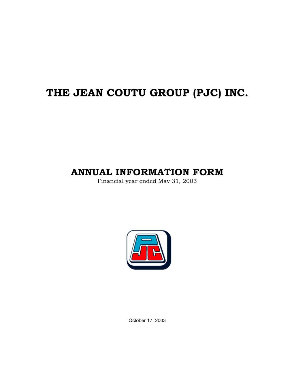 The Jean Coutu Group (Pjc) Inc