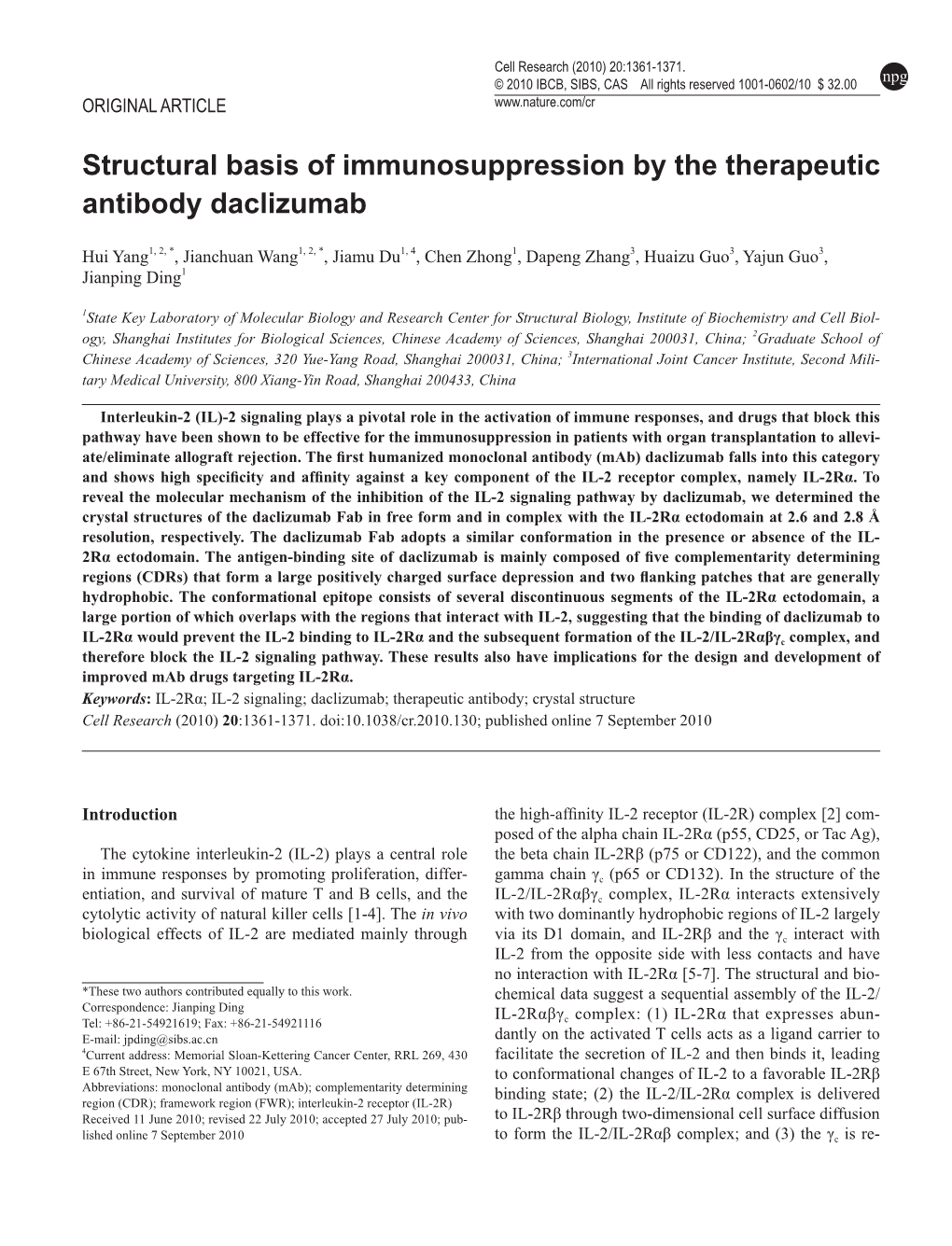 Structural Basis of Immunosuppression by the Therapeutic Antibody Daclizumab