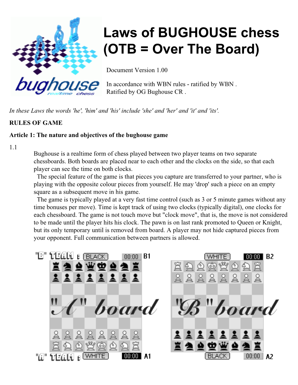 Complete Bughouse Chess Rules 1.00