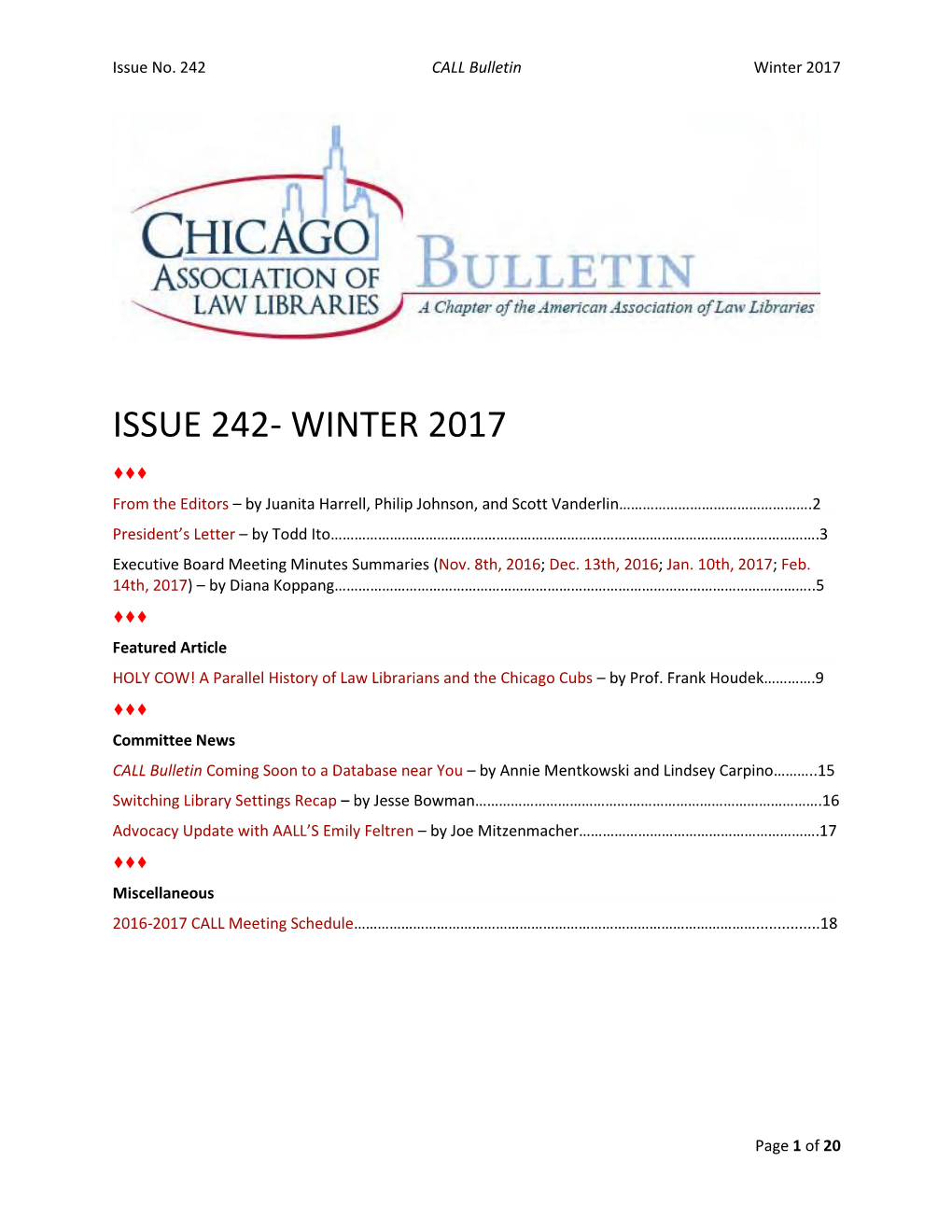 Issue 242- Winter 2017
