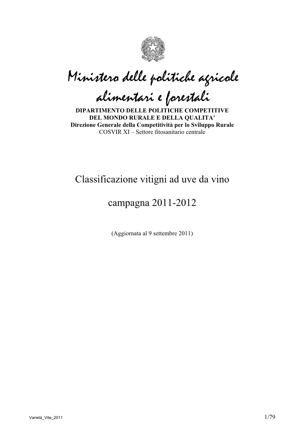 Ministero Delle Politiche Agricole Alimentari E Forestali