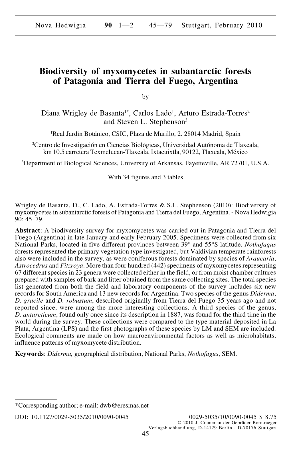 Biodiversity of Myxomycetes in Subantarctic Forests of Patagonia and Tierra Del Fuego, Argentina