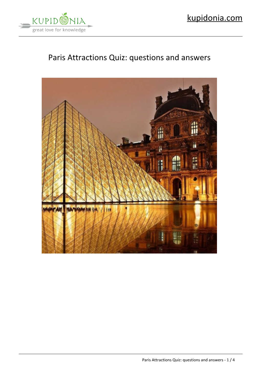 Paris Attractions Quiz: Questions and Answers