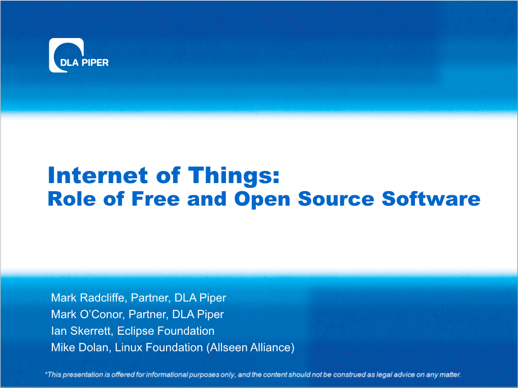Internet of Things: Role of Free and Open Source Software