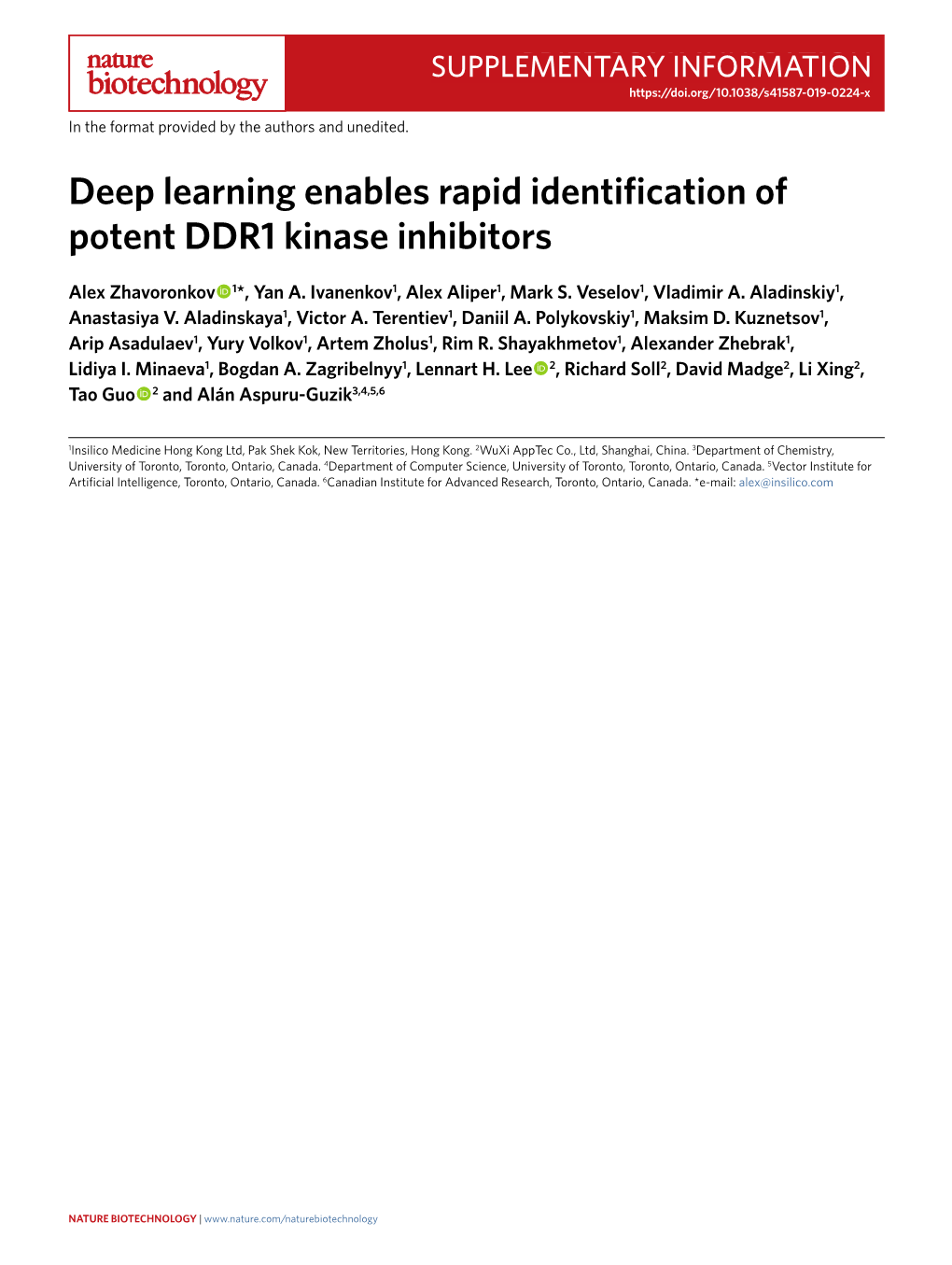 Deep Learning Enables Rapid Identification of Potent DDR1 Kinase Inhibitors