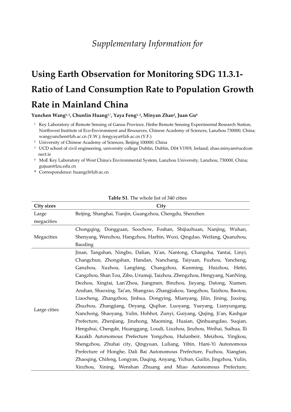 Supplementary Information for Using Earth Observation For