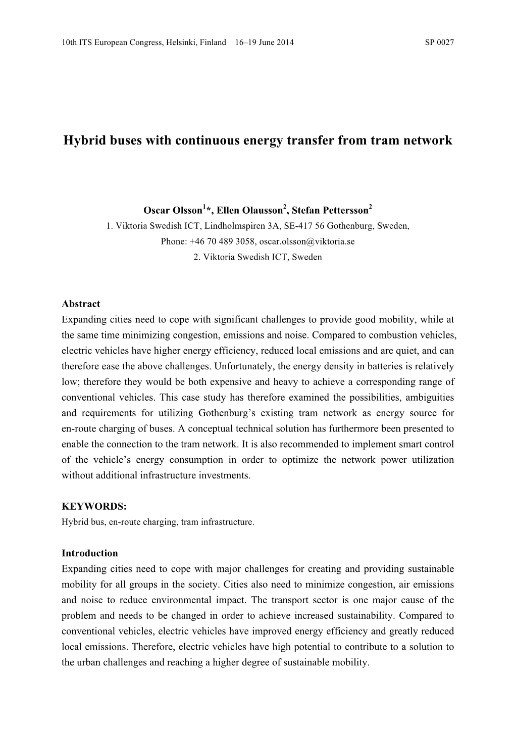 Hybrid Buses with Energy from the Tram Network 20140404