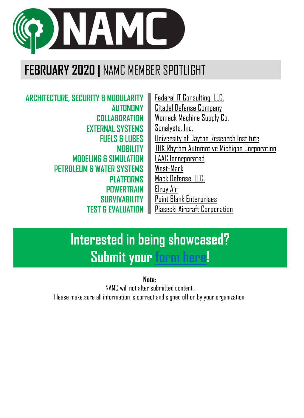 Interested in Being Showcased? Submit Your Form Here!