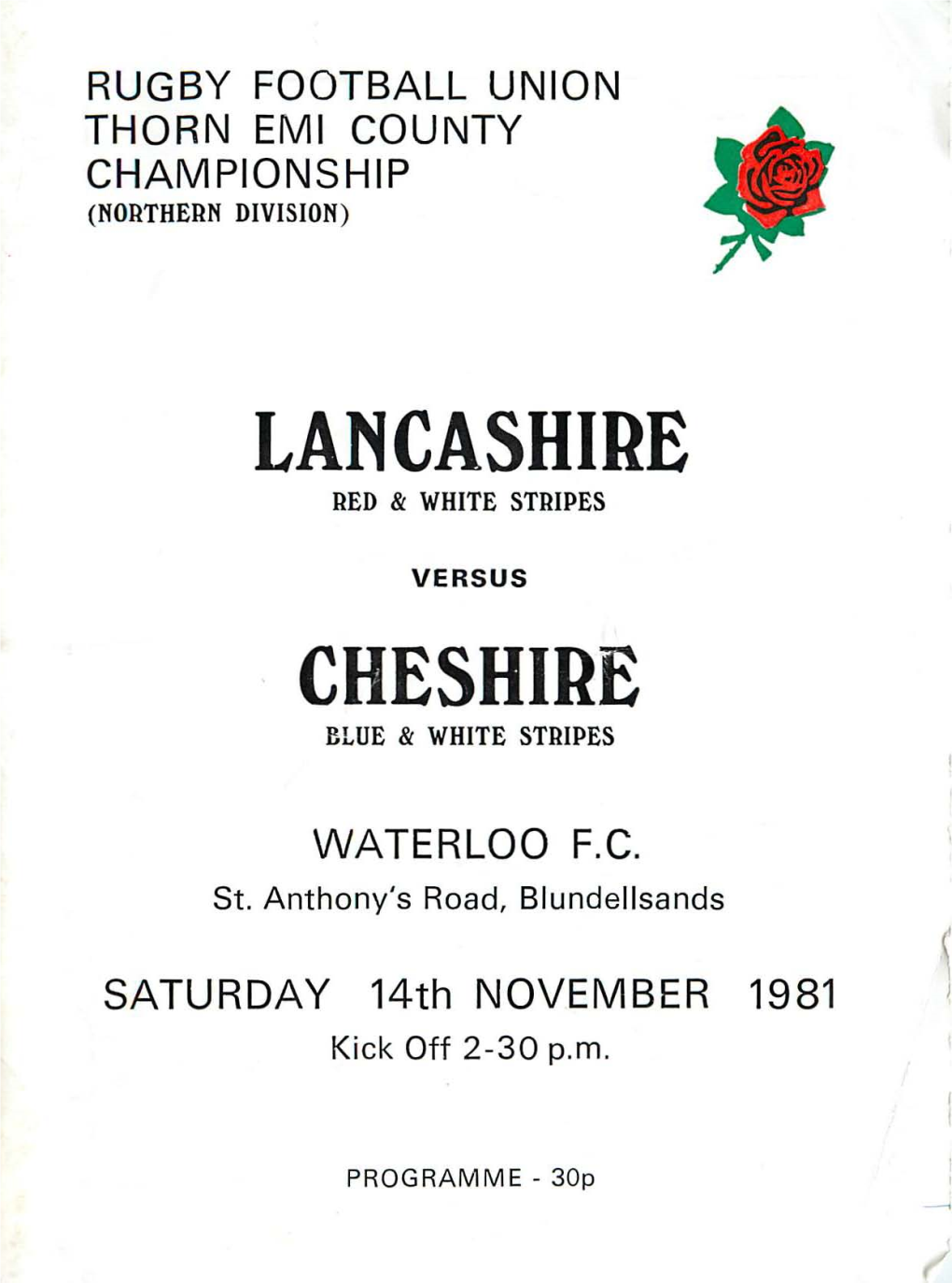 LANCASHIRE V CHESHIRE 14TH NOVEMBER 1981 .Pdf