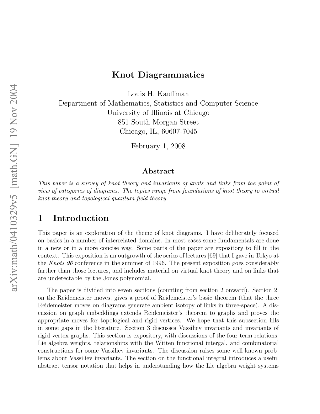 Knot Diagrammatics