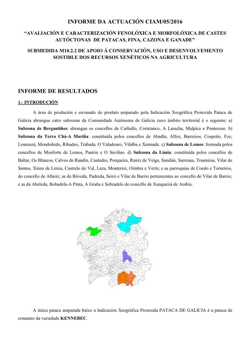 Informe Da Actuación Ciam/05/2016 Informe De