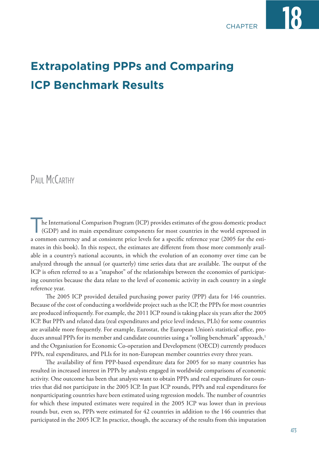 Extrapolating Ppps and Comparing ICP Benchmark Results