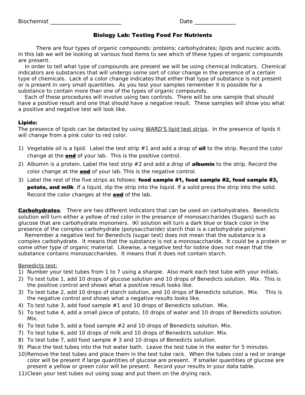 Lab Nutrient Tests, 95/96