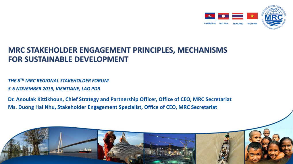 Mrc Stakeholder Engagement Principles, Mechanisms for Sustainable Development