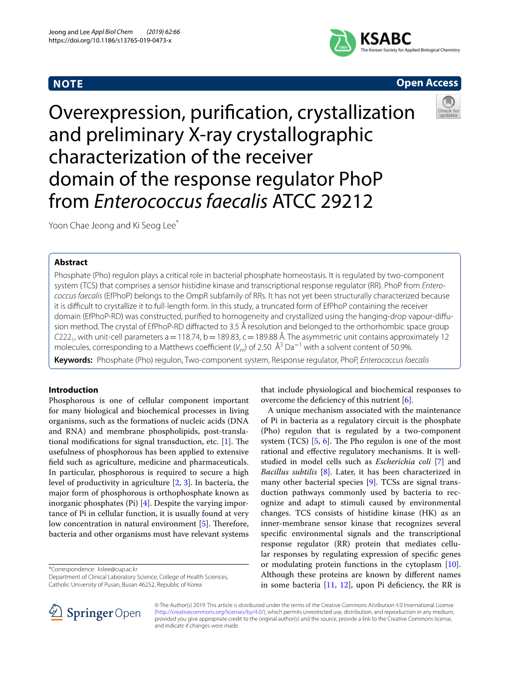 Overexpression, Purification, Crystallization and Preliminary X-Ray