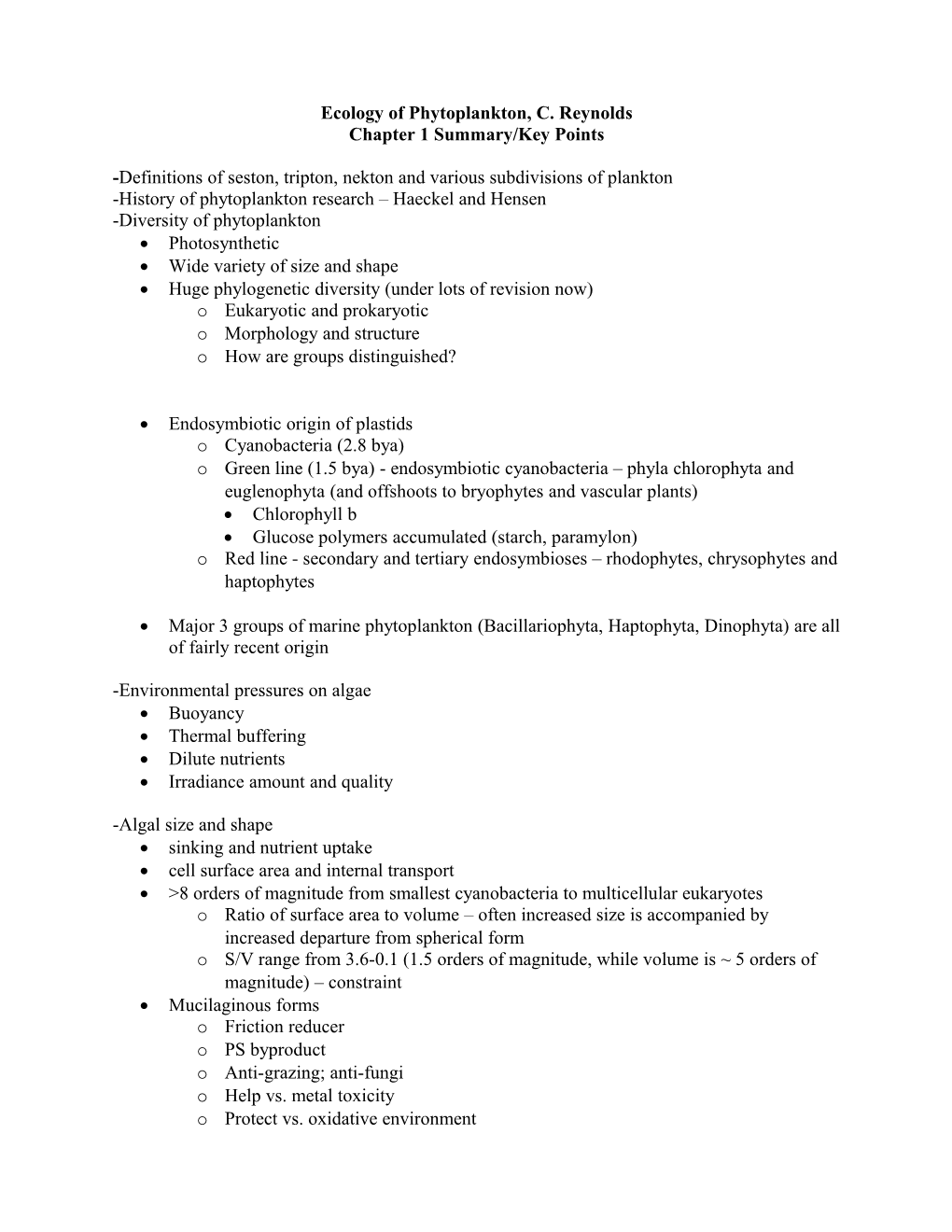 Ecology of Phytoplankton, C