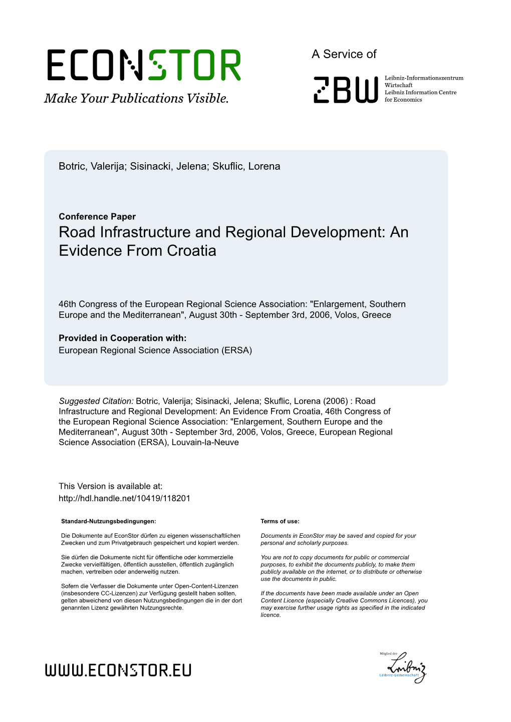 Road Infrastructure and Regional Development: an Evidence from Croatia