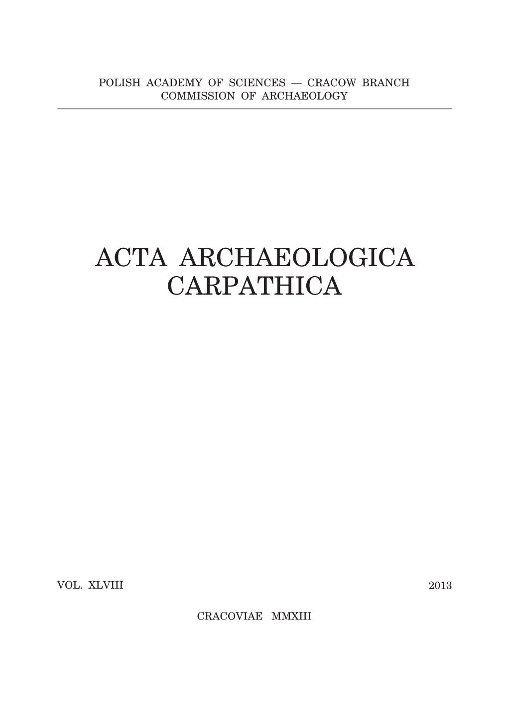 Acta Archaeologica Carpathica
