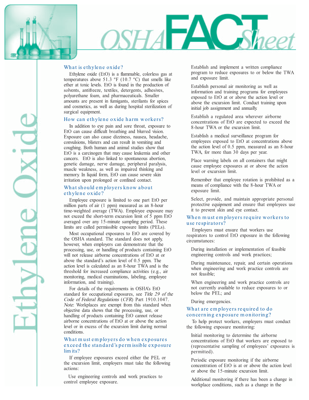 OSHA Fact Sheet: Ethylene Oxide